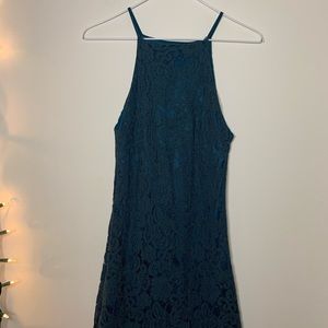 Bishop + Young lace teal mini dress